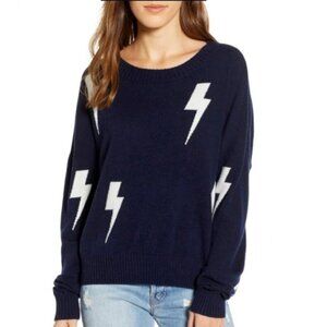 Rails Presley Navy Blue Lighting Bolt Wool Cashmere Sweater Size S